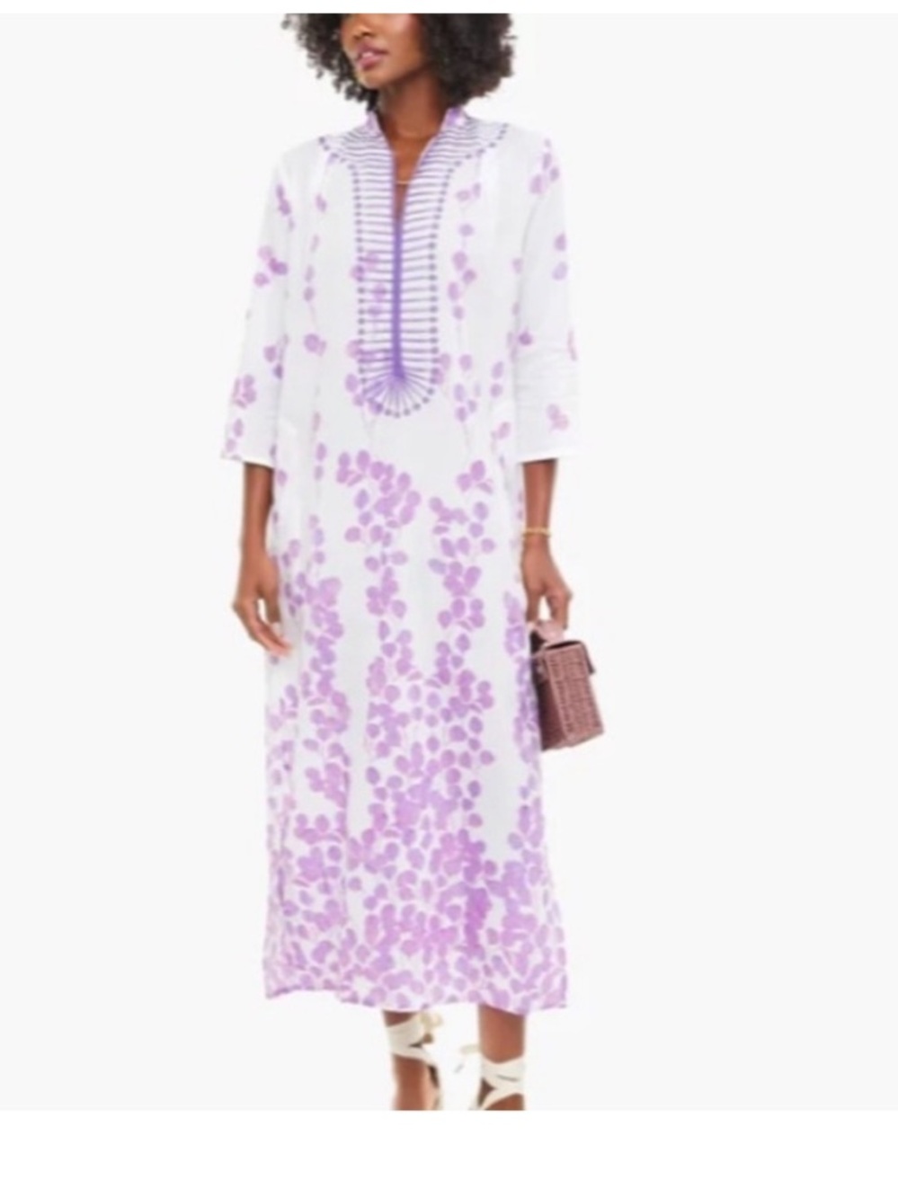 Ro's Garden Purple Leaf Clorinda Long Kaftan Dress size S